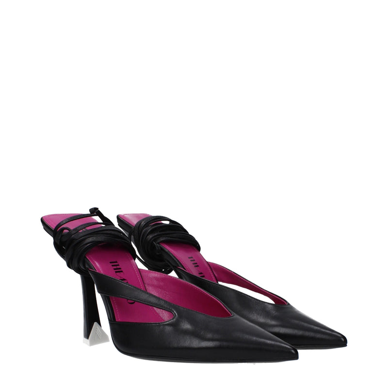 Sandali con tacco a stiletto in pelle nera The Attico
