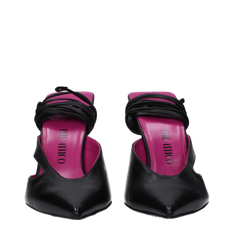 Sandali con tacco a stiletto in pelle nera The Attico
