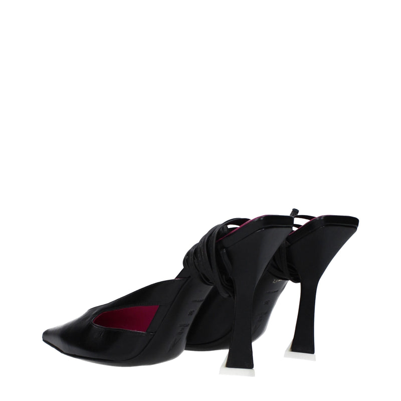 Sandali con tacco a stiletto in pelle nera The Attico