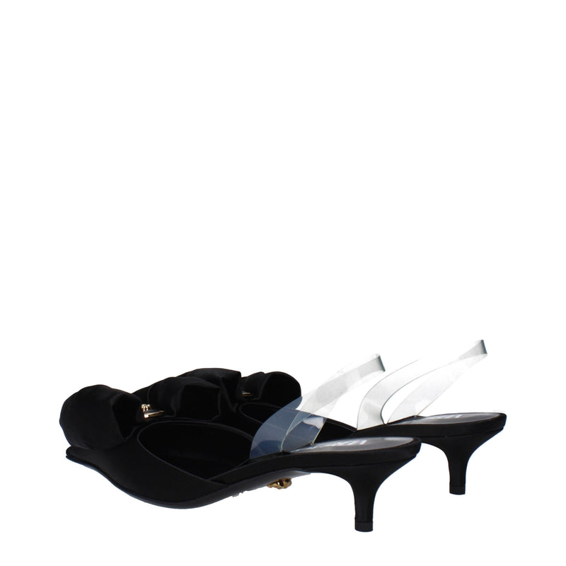 Versace Black Satin Flat Sandals
