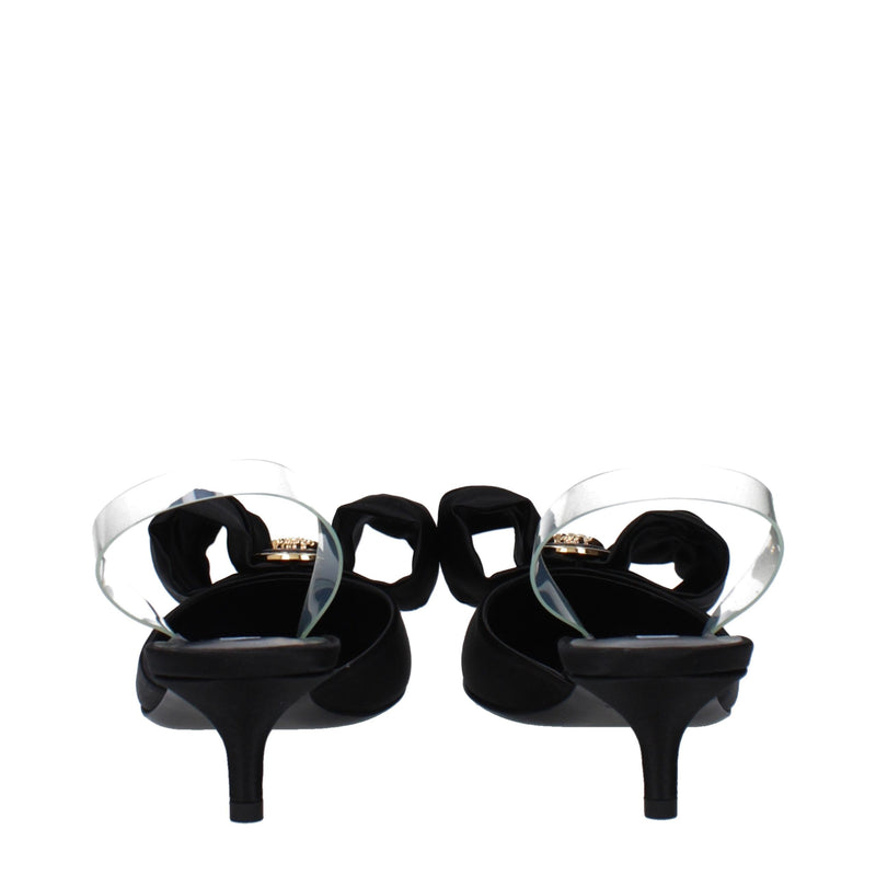 Versace Black Satin Flat Sandals