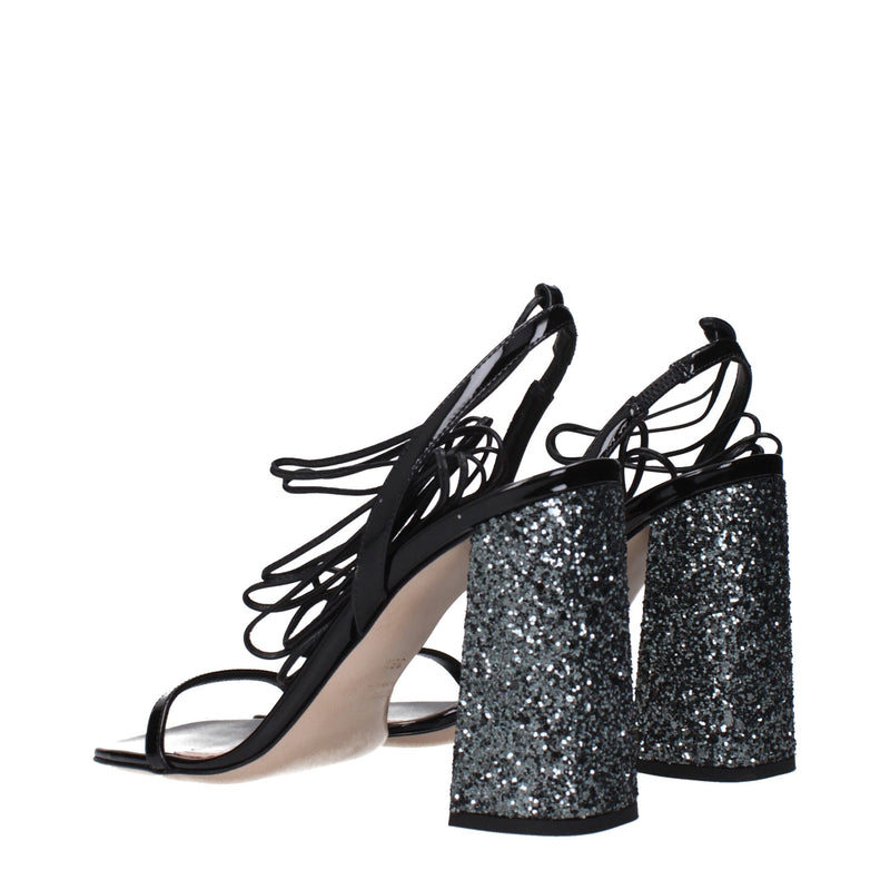 Sandali neri con plateau in pelle Miu Miu