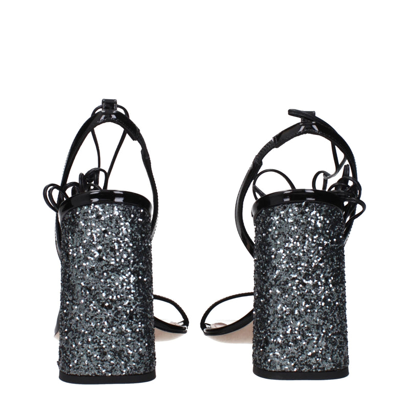 Sandali neri con plateau in pelle Miu Miu