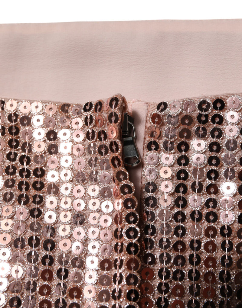 Haut court sans manches en nylon rose à sequins Dolce & Gabbana