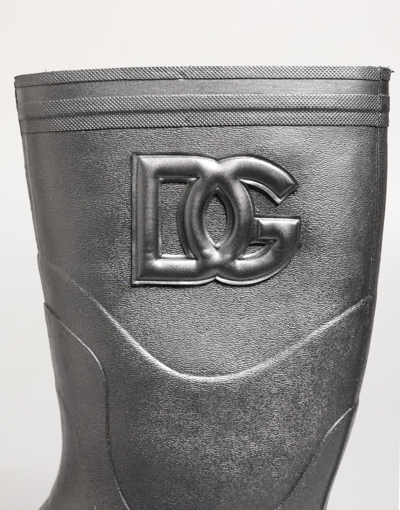 Dolce & Gabbana Metallic Silver Pull On Rain Boots Shoes