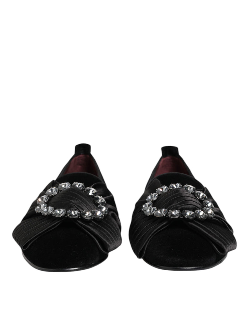 Chaussures à enfiler noires avec ruban en cristal VATICANO Dolce & Gabbana