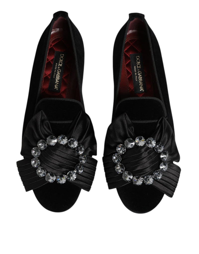 Chaussures à enfiler noires avec ruban en cristal VATICANO Dolce & Gabbana