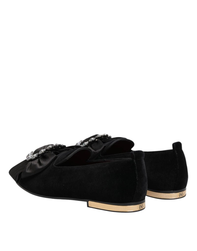 Chaussures à enfiler noires avec ruban en cristal VATICANO Dolce & Gabbana