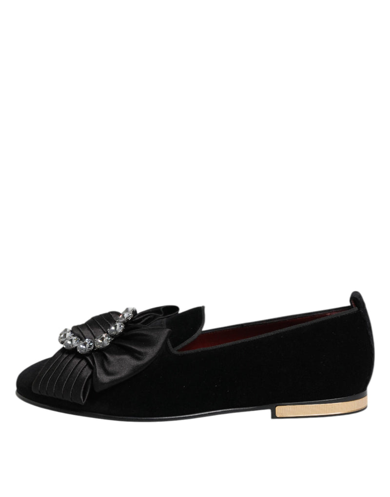 Chaussures à enfiler noires avec ruban en cristal VATICANO Dolce & Gabbana