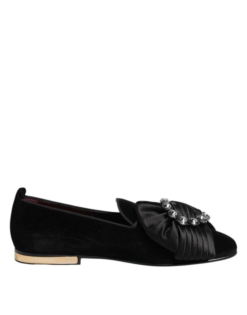 Chaussures à enfiler noires avec ruban en cristal VATICANO Dolce & Gabbana