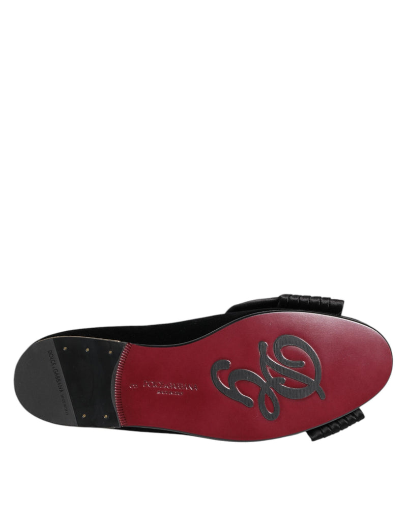 Chaussures à enfiler noires avec ruban en cristal VATICANO Dolce & Gabbana