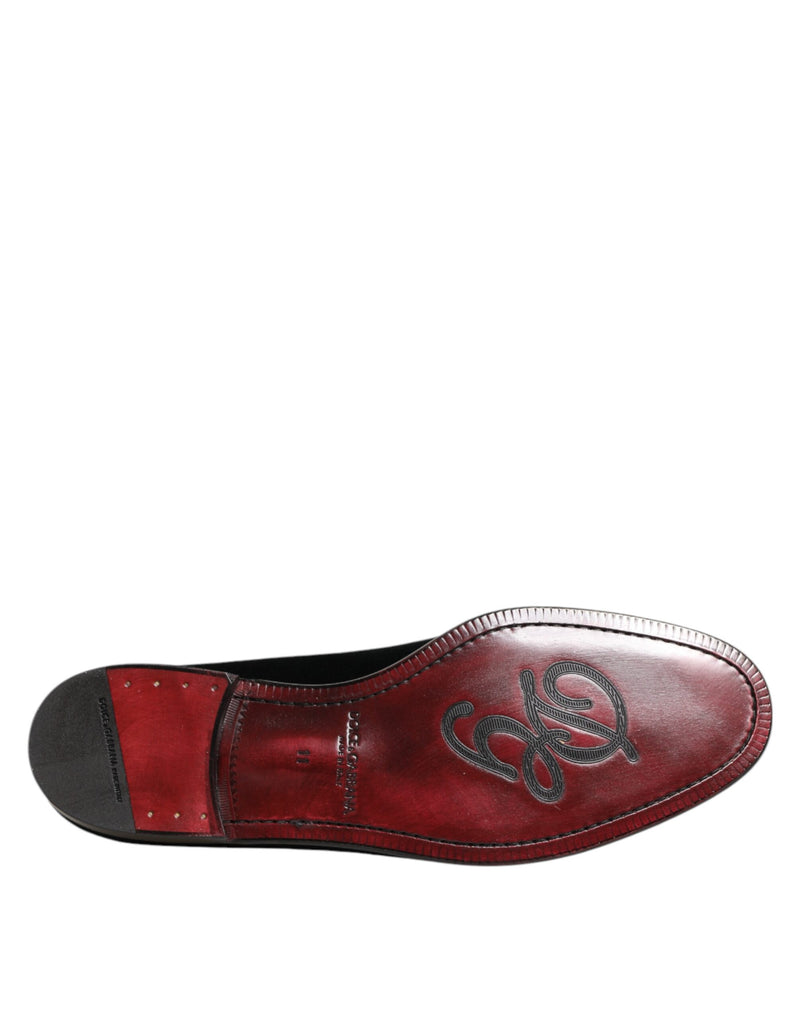 Mocassins pretos Dolce & Gabbana de veludo com calce fácil, sapatos sociais masculinos