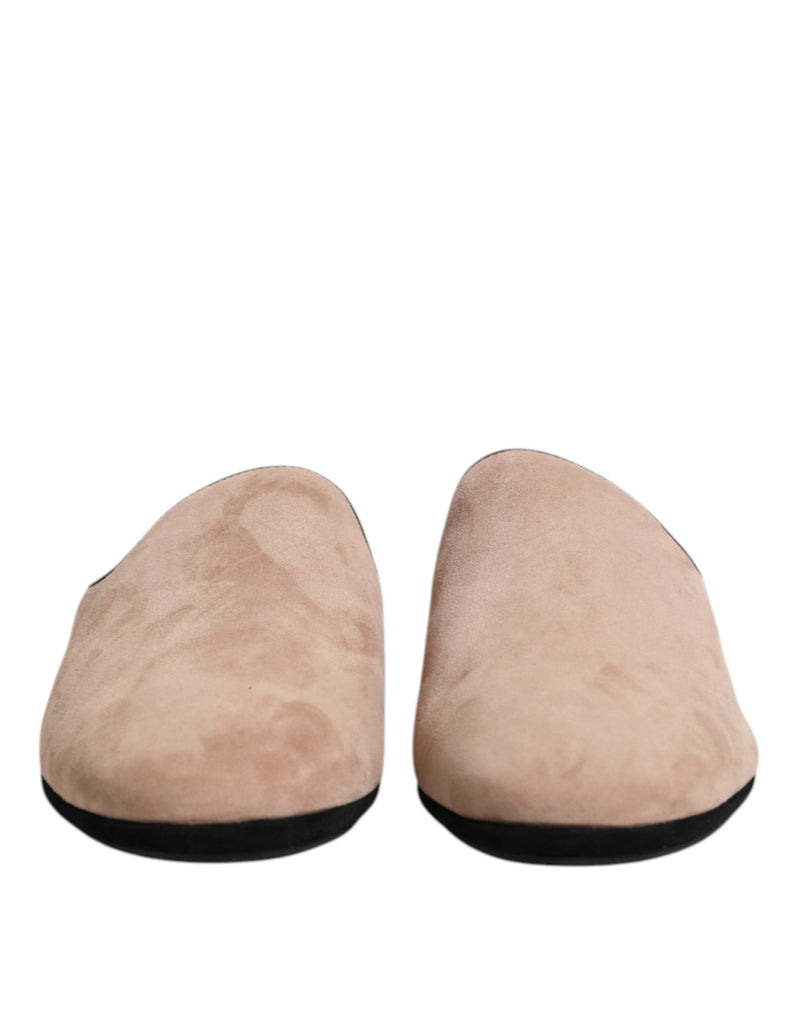 Dolce & Gabbana Ciabatte beige basse in pelle scamosciata