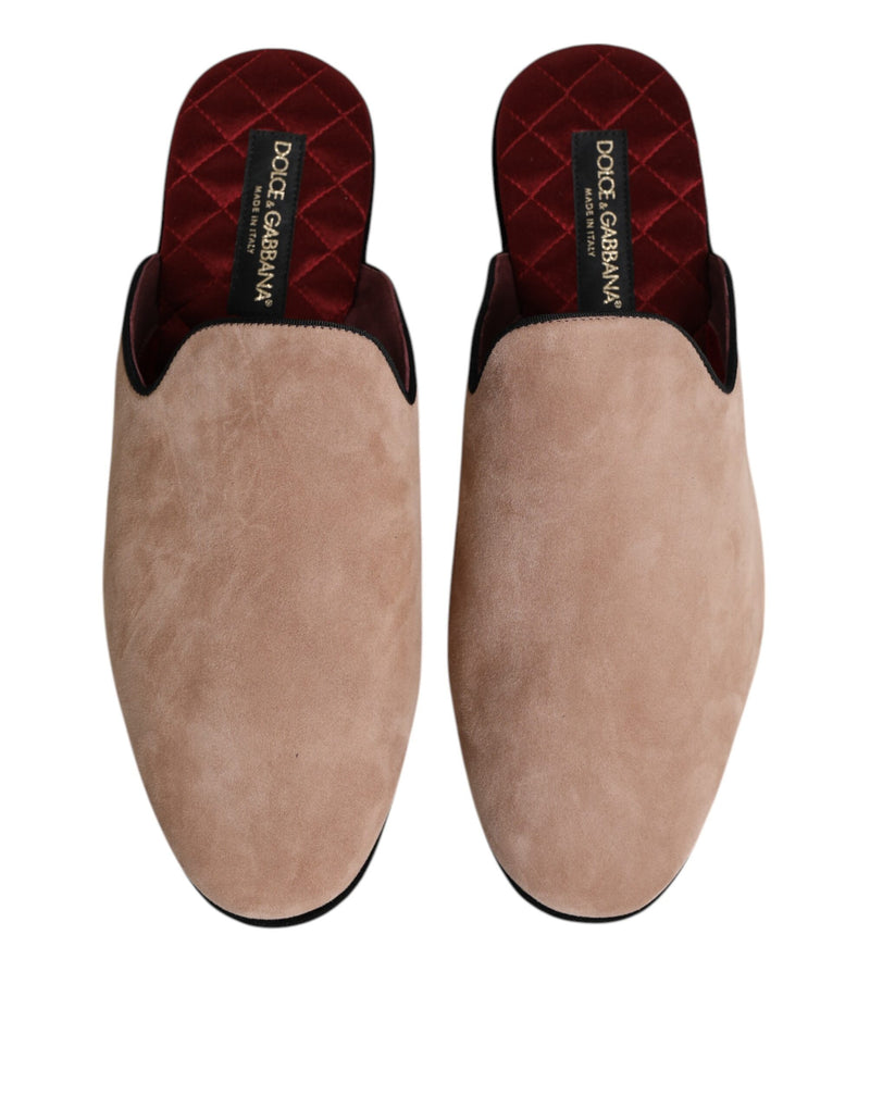 Dolce & Gabbana Ciabatte beige basse in pelle scamosciata
