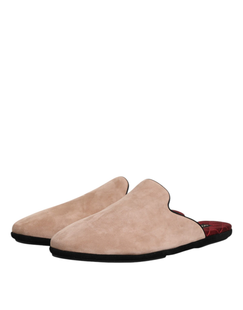 Dolce & Gabbana Ciabatte beige basse in pelle scamosciata