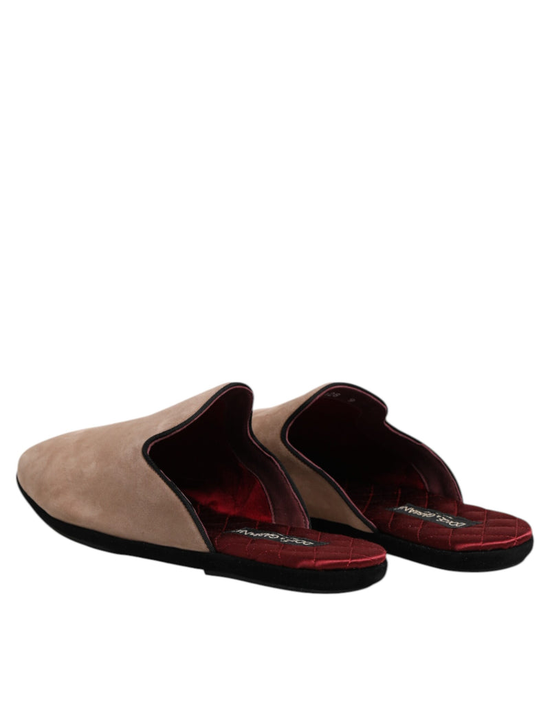 Dolce & Gabbana Ciabatte beige basse in pelle scamosciata