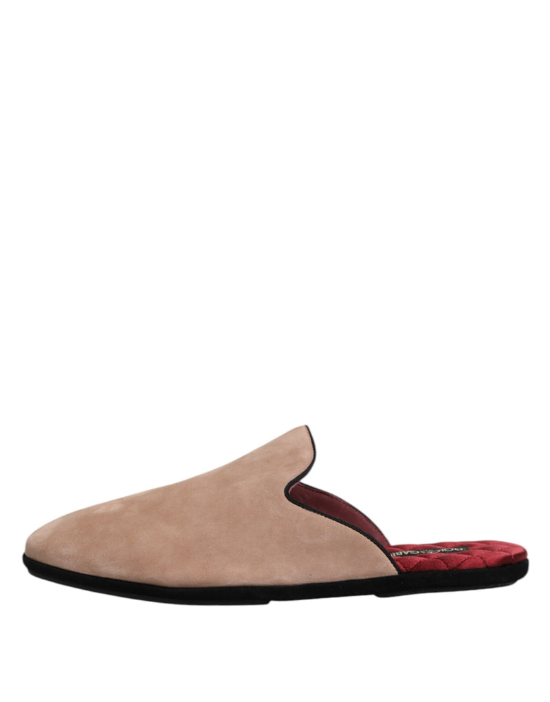 Dolce & Gabbana Ciabatte beige basse in pelle scamosciata