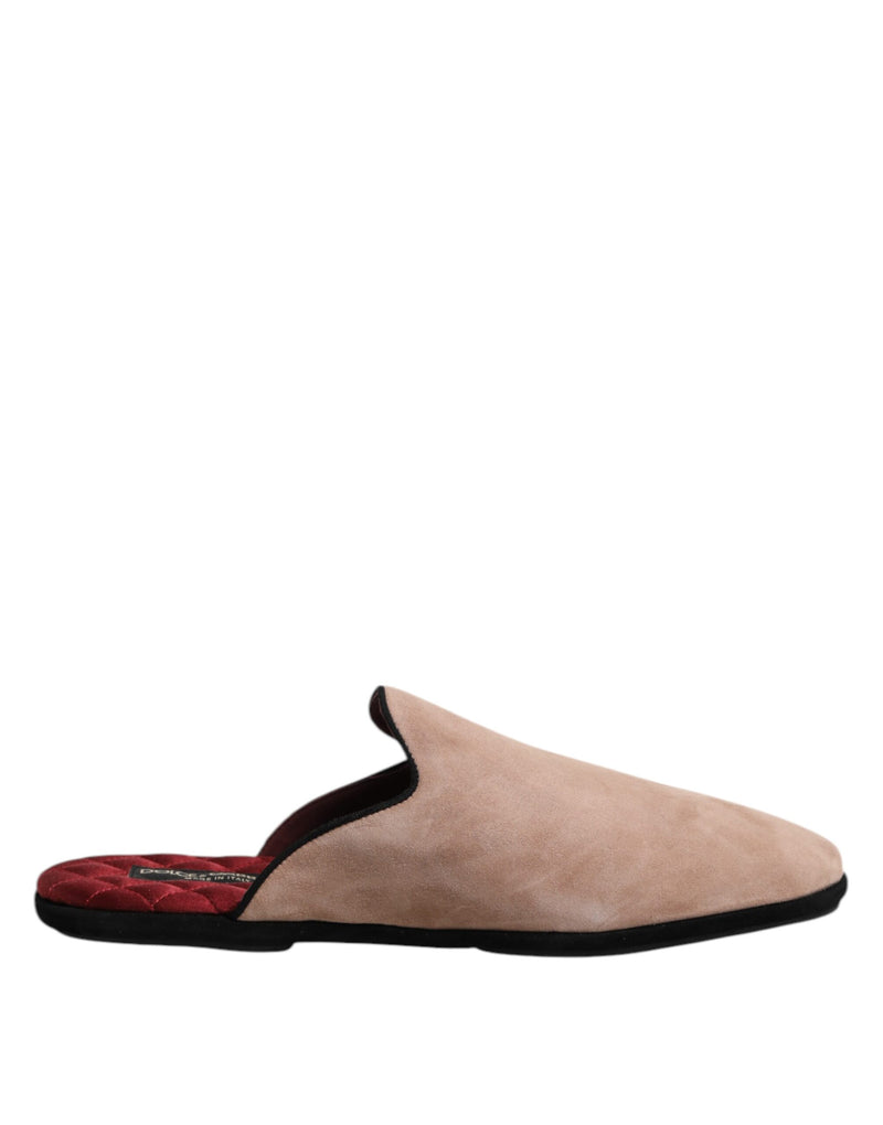 Dolce & Gabbana Ciabatte beige basse in pelle scamosciata
