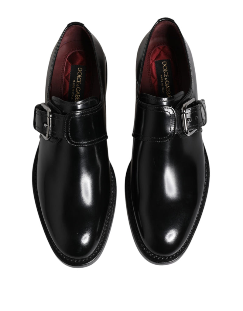Sapatos formais derby pretos de couro com tira monk Dolce & Gabbana