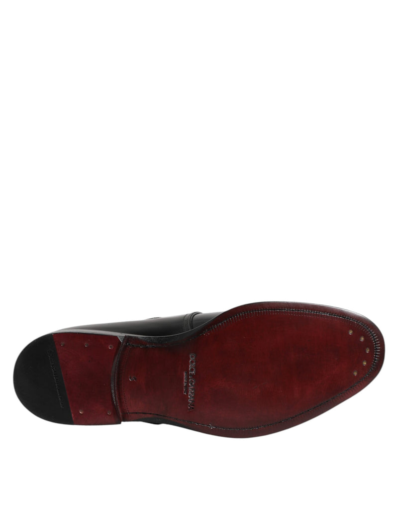Sapatos formais derby pretos de couro com tira monk Dolce & Gabbana