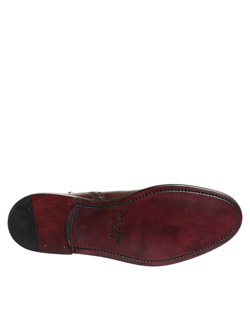 Dolce & Gabbana Stivali Chelsea marroni in pelle al polpaccio