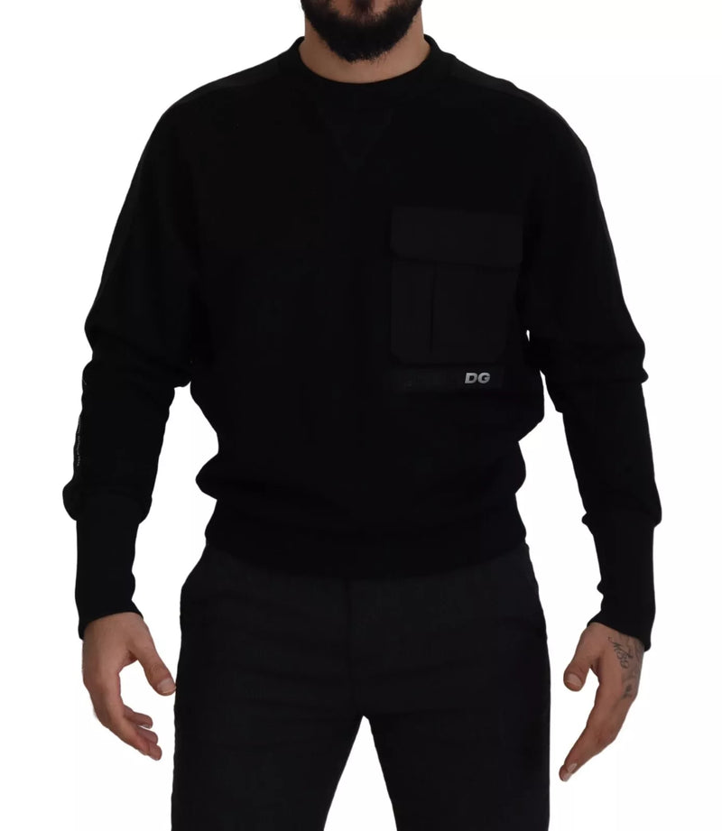 Moletom preto Dolce & Gabbana de algodão com gola redonda