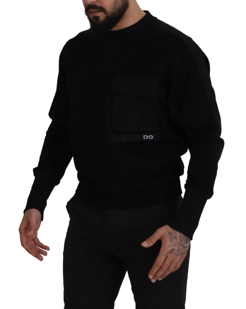 Moletom preto Dolce & Gabbana de algodão com gola redonda