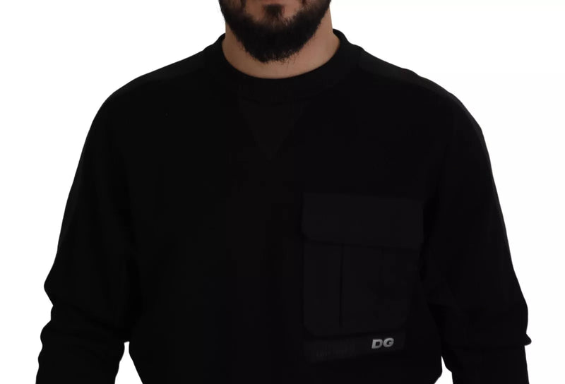 Moletom preto Dolce & Gabbana de algodão com gola redonda