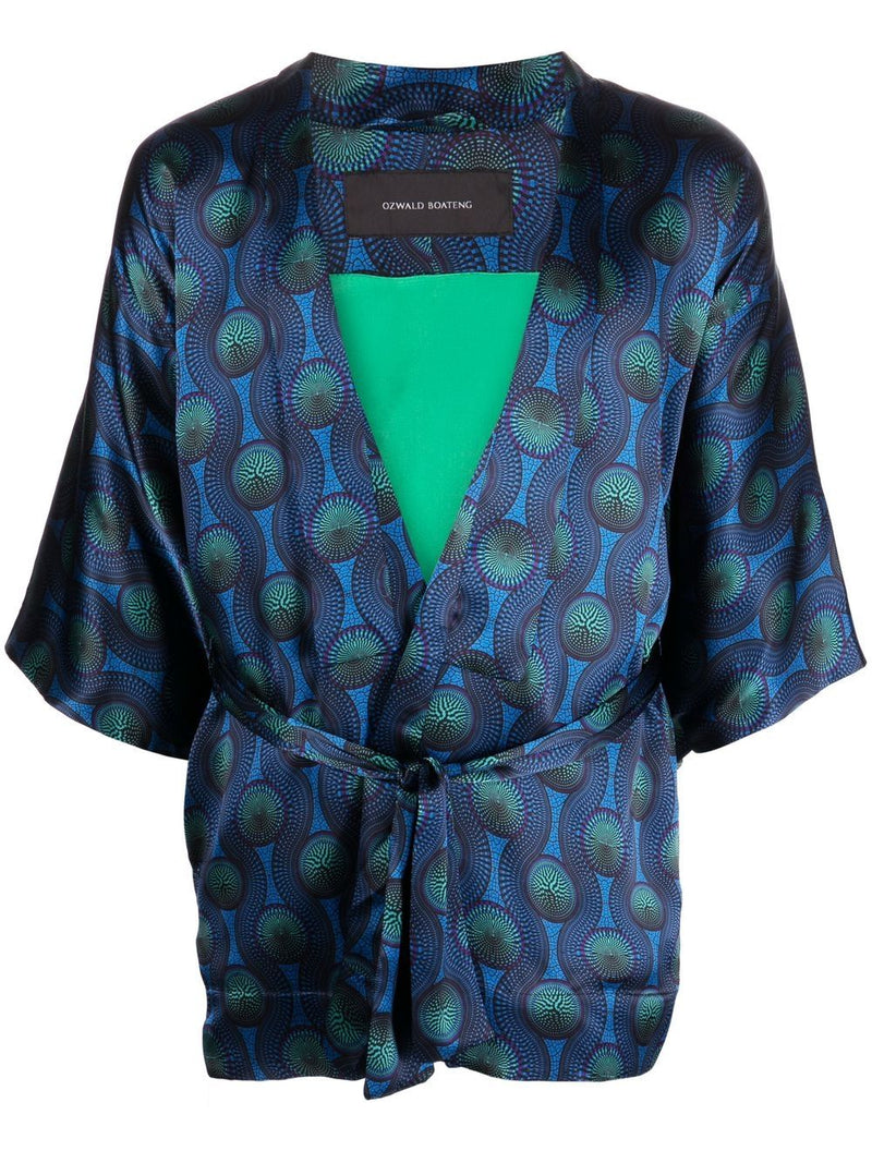 Ozwald Boateng Ozwald Boateng Printed silk short kimono