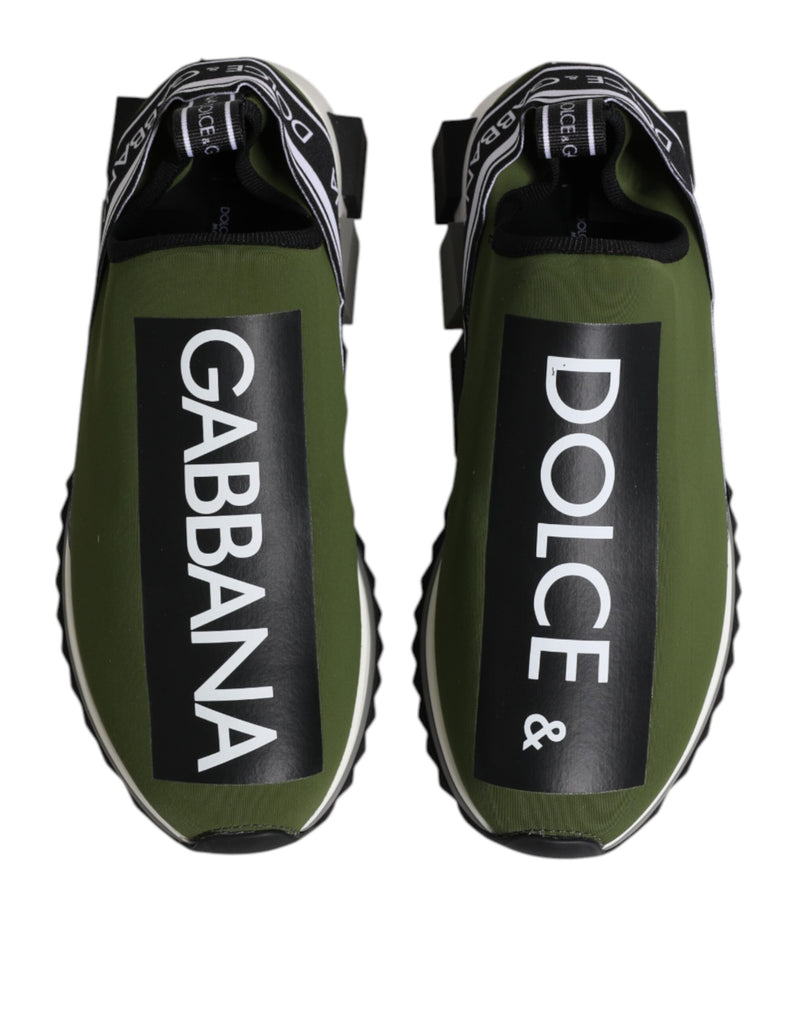 Tênis masculinos Dolce & Gabbana Sorrento verdes de cano baixo com logo