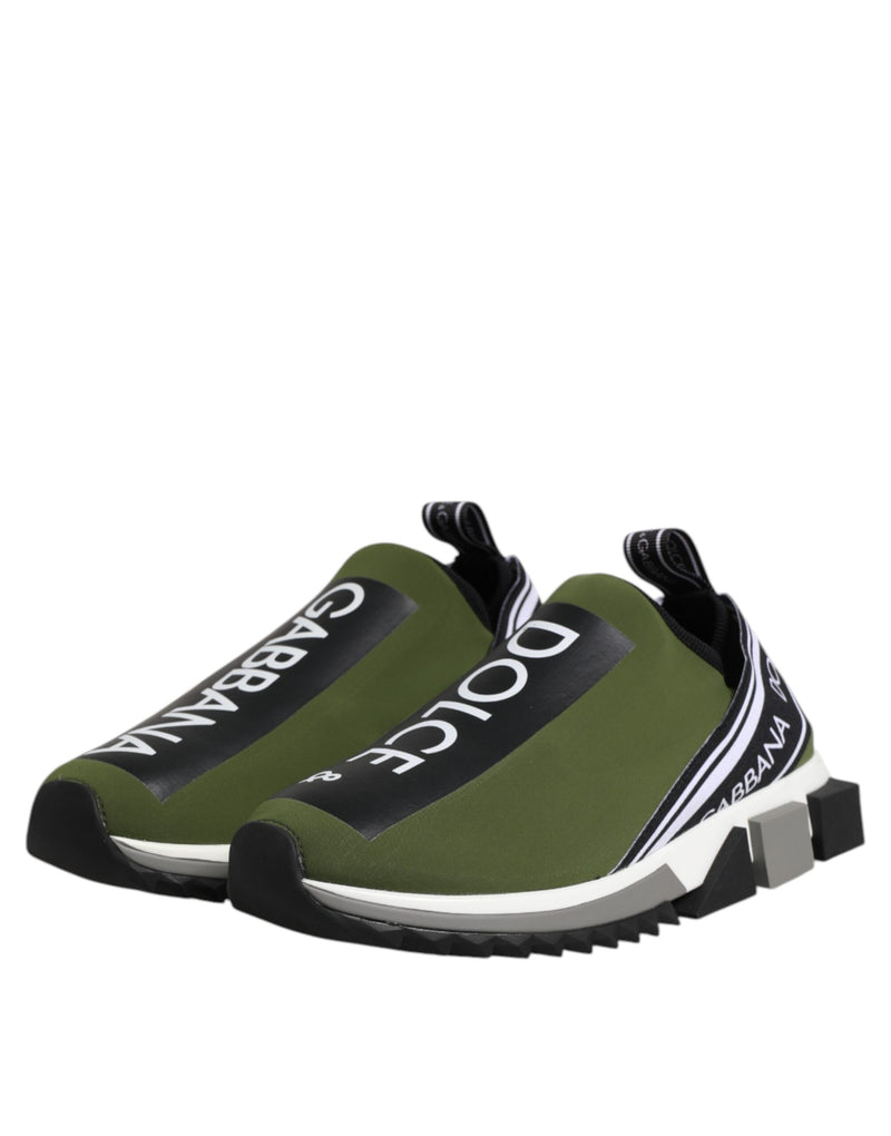 Tênis masculinos Dolce & Gabbana Sorrento verdes de cano baixo com logo