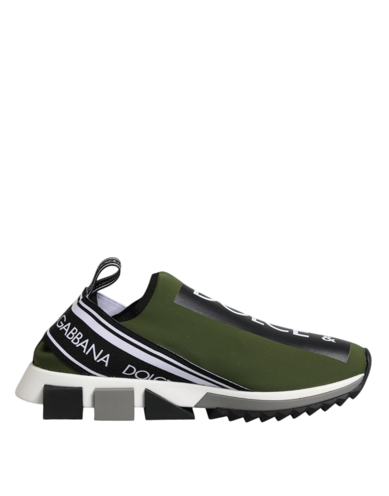Tênis masculinos Dolce & Gabbana Sorrento verdes de cano baixo com logo