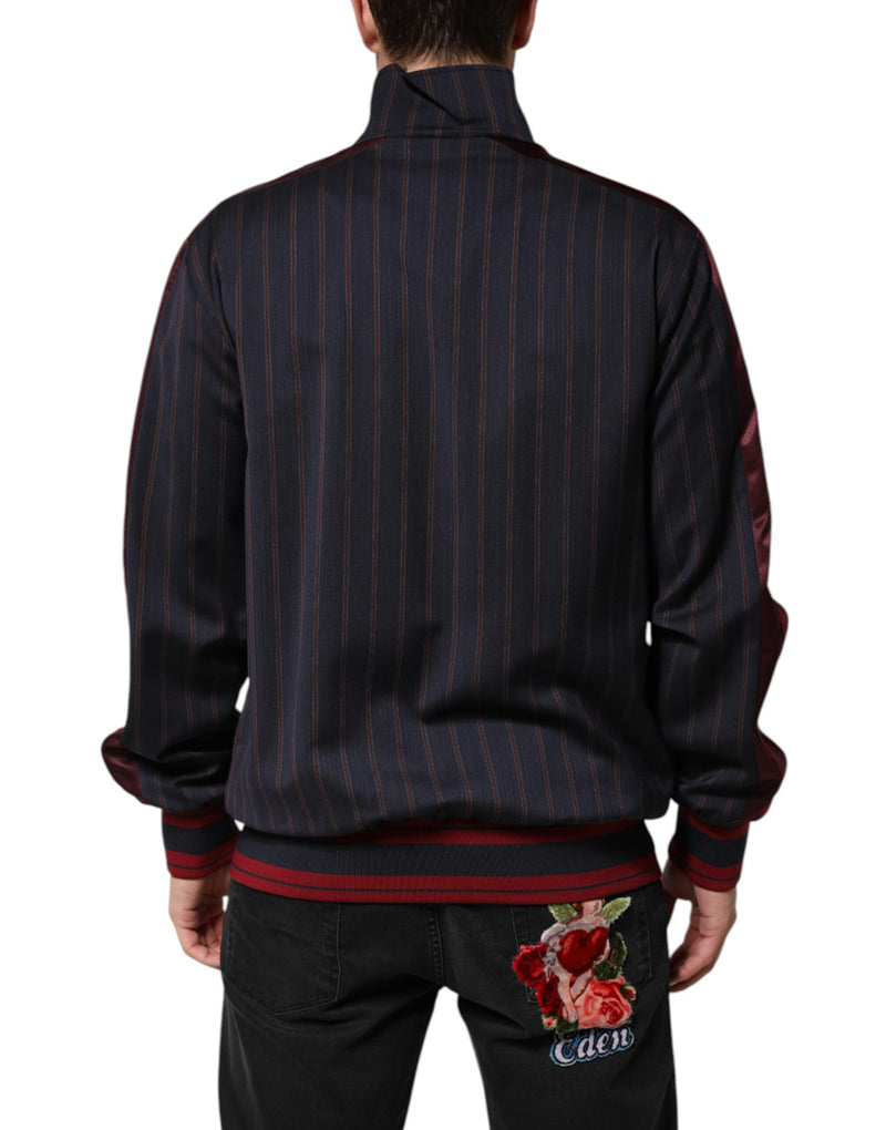Giacca con zip integrale Dolce & Gabbana blu e rossa a righe con placca logo