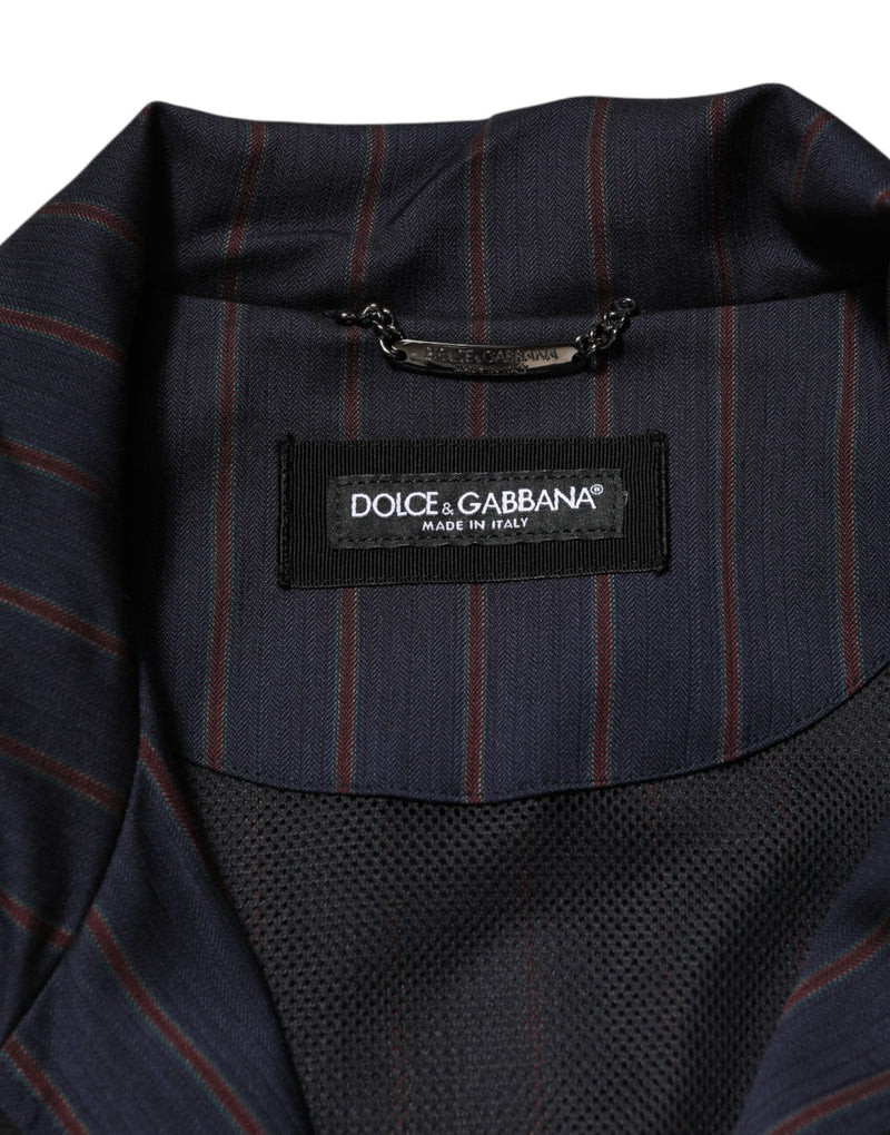 Giacca con zip integrale Dolce & Gabbana blu e rossa a righe con placca logo