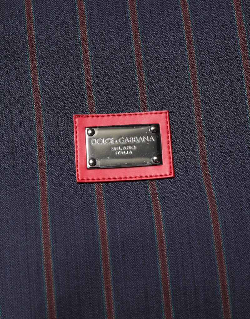 Giacca con zip integrale Dolce & Gabbana blu e rossa a righe con placca logo