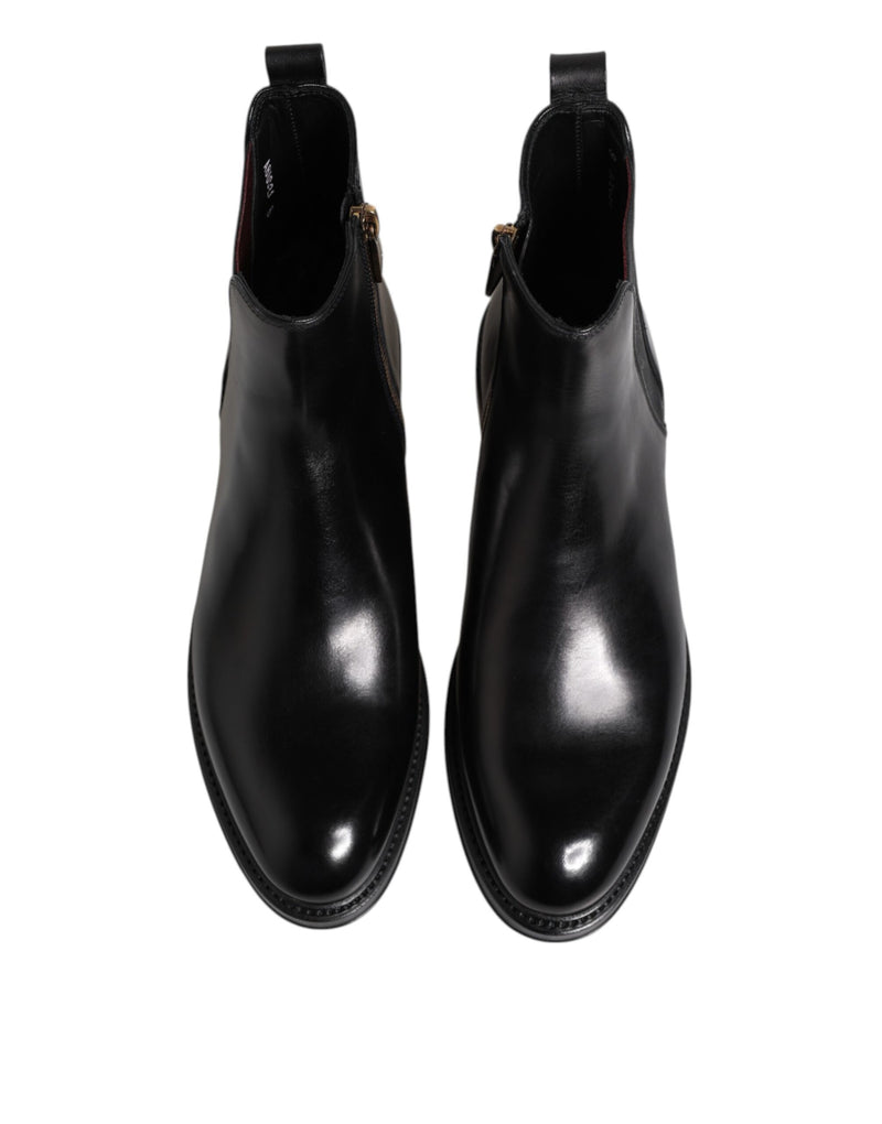 Botas Chelsea pretas de couro até a metade da panturrilha Dolce & Gabbana