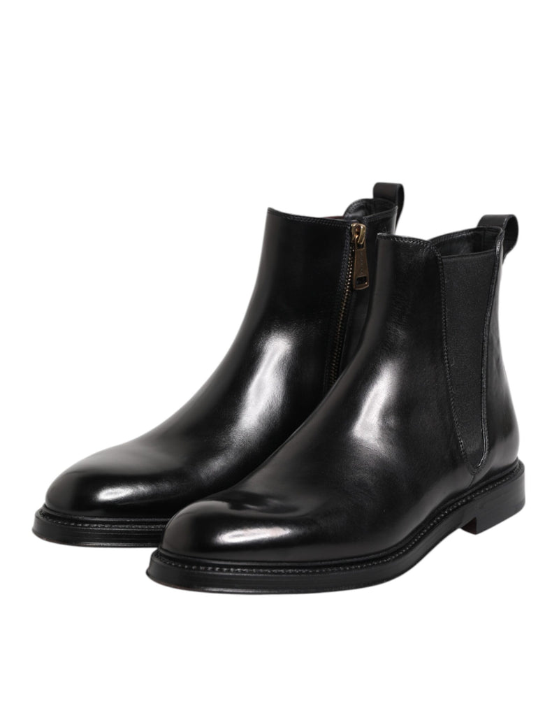 Botas Chelsea pretas de couro até a metade da panturrilha Dolce & Gabbana