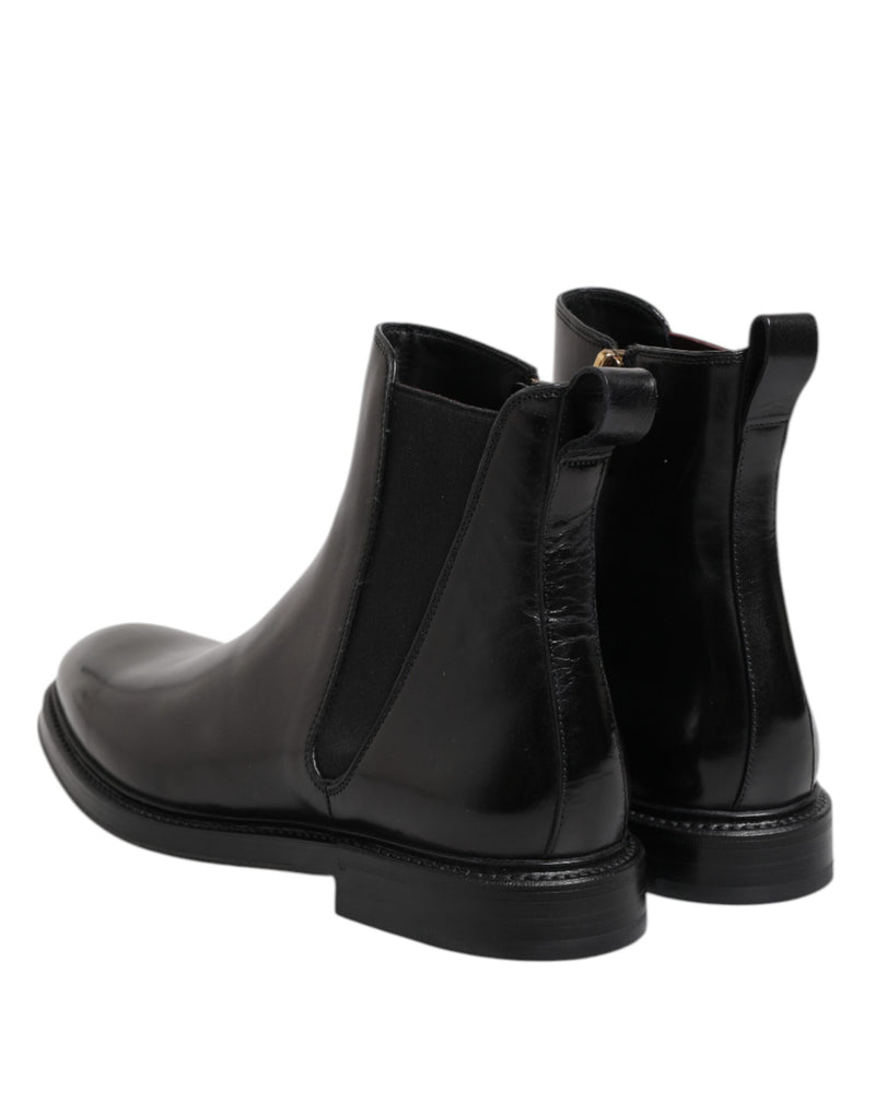 Botas Chelsea pretas de couro até a metade da panturrilha Dolce & Gabbana
