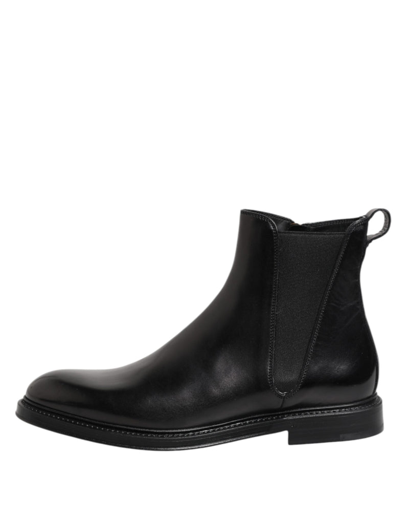 Botas Chelsea pretas de couro até a metade da panturrilha Dolce & Gabbana