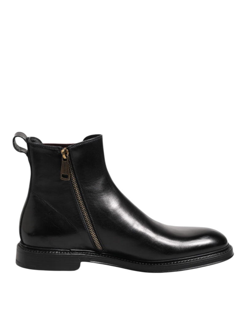 Botas Chelsea pretas de couro até a metade da panturrilha Dolce & Gabbana