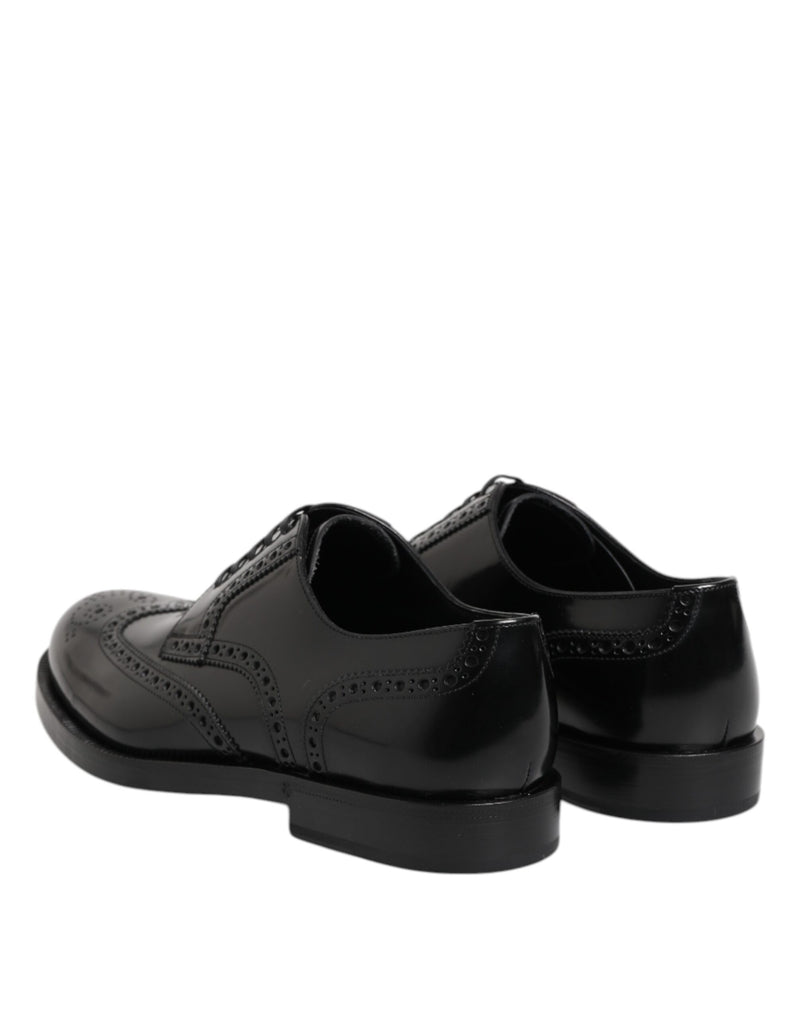Zapatos derby formales negros de cuero con puntera decorada de Dolce & Gabbana