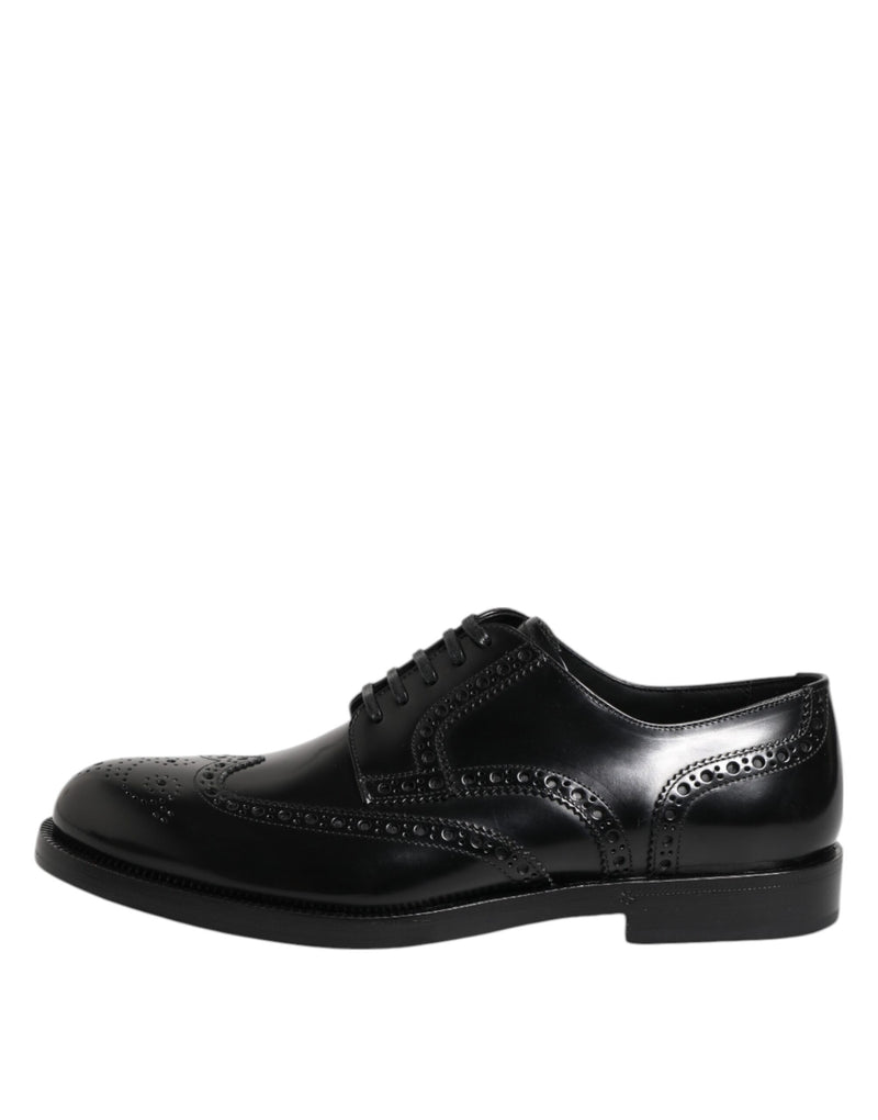 Zapatos derby formales negros de cuero con puntera decorada de Dolce & Gabbana