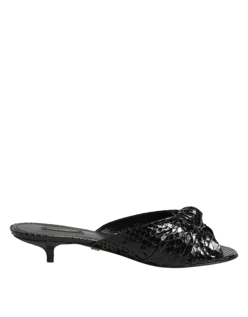 Sandálias rasteiras de couro preto com salto Dolce & Gabbana