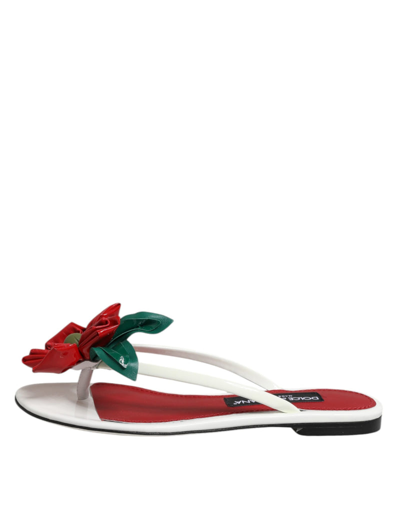 Sandali in pelle rossi e bianchi con fiore KEIRA Dolce & Gabbana