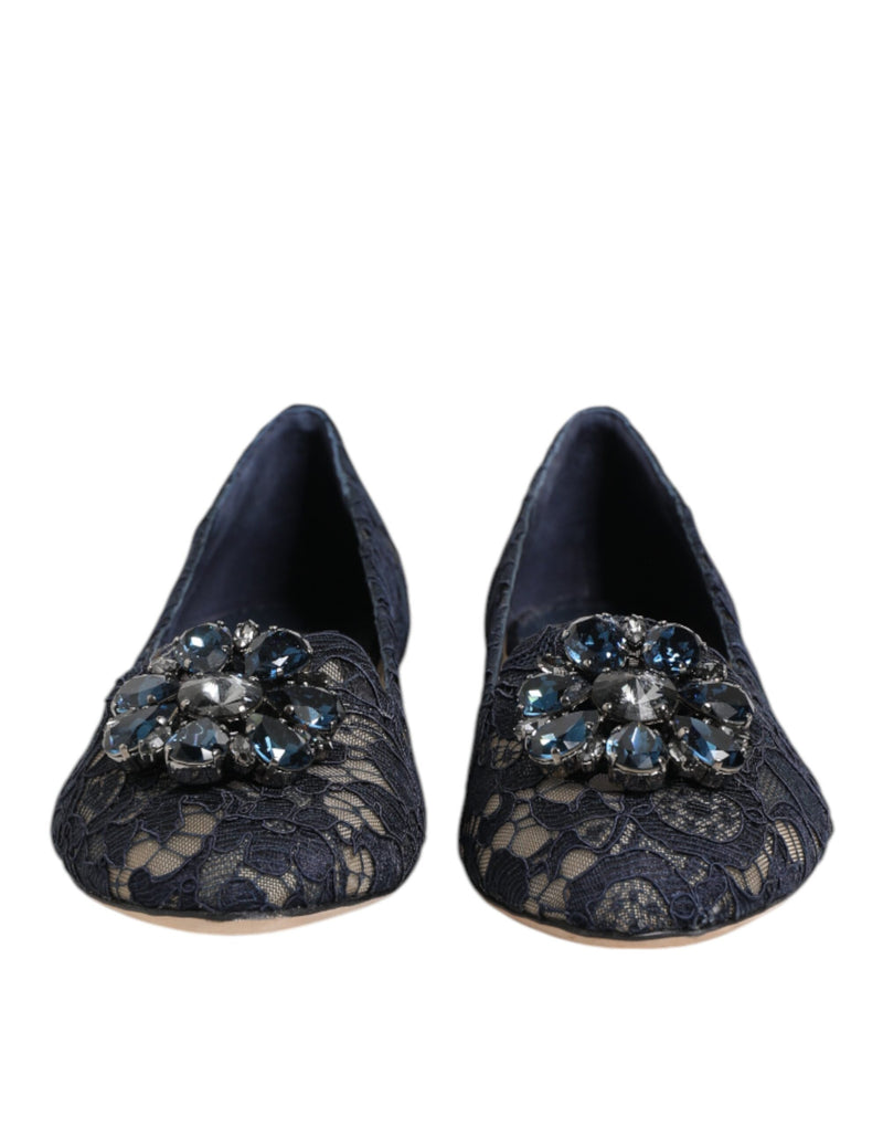 Sapatilhas Taormina Dolce & Gabbana azuis com cristais e cadarço