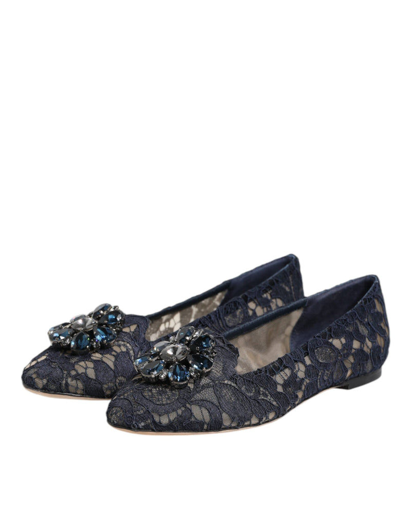 Sapatilhas Taormina Dolce & Gabbana azuis com cristais e cadarço