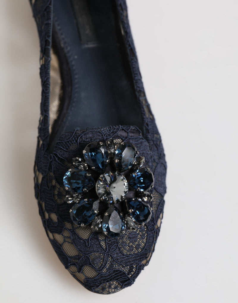 Sapatilhas Taormina Dolce & Gabbana azuis com cristais e cadarço