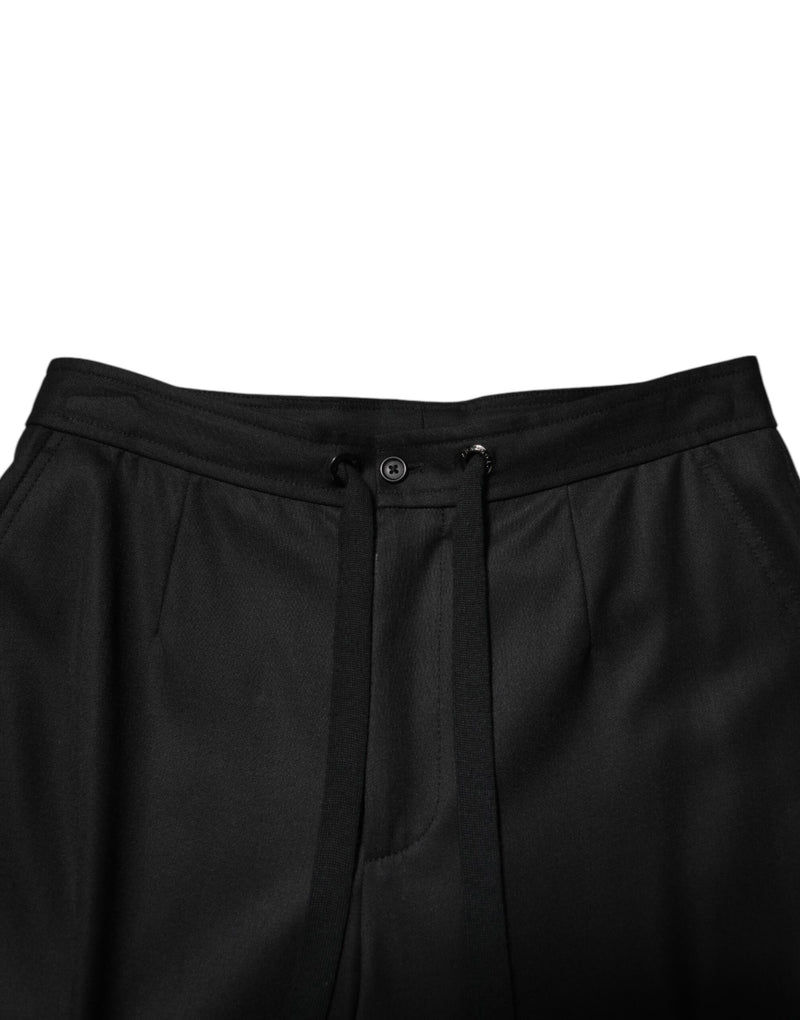 Dolce & Gabbana Pantaloni jogger cargo da uomo in felpa nera tinta unita
