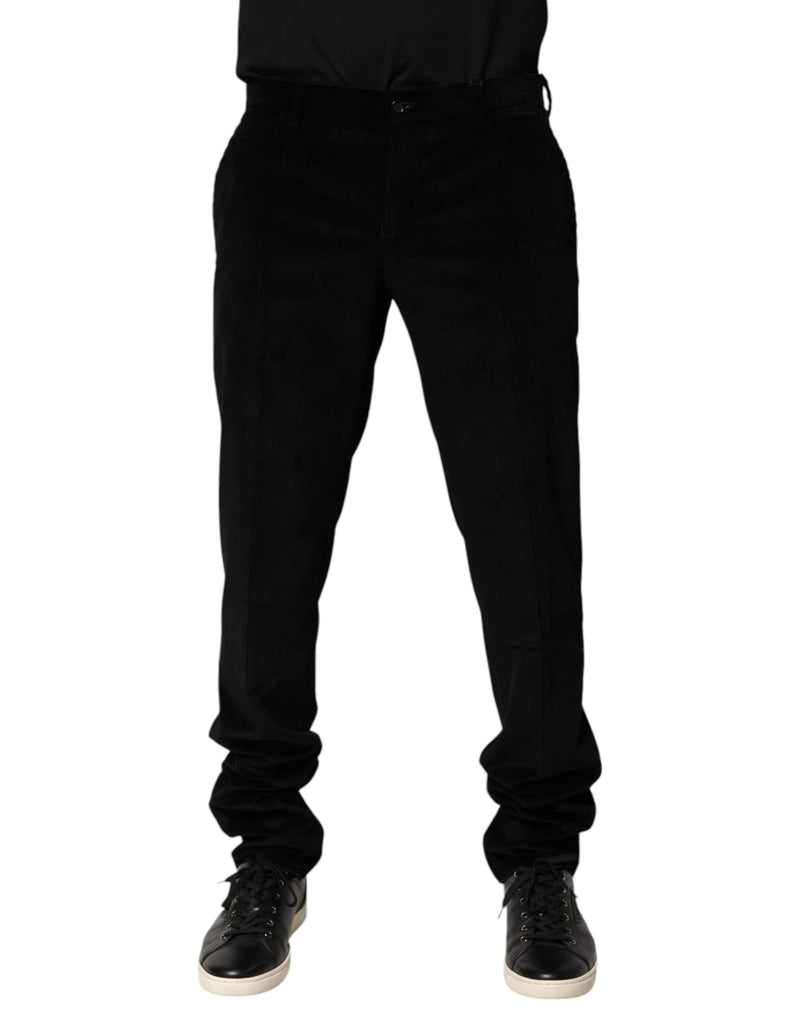 Dolce & Gabbana Pantaloni eleganti formali da uomo in cotone nero