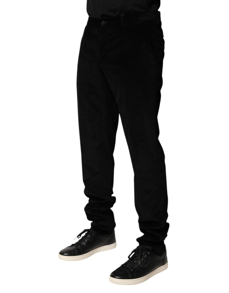 Dolce & Gabbana Pantaloni eleganti formali da uomo in cotone nero